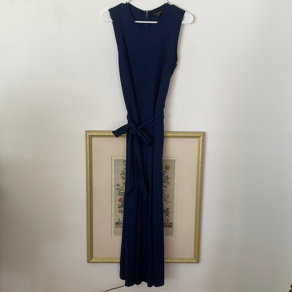 Banana republic wide leg navy jumpsuit tie waist size 6